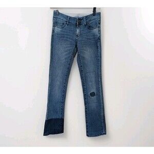 Holding Horses Claire Jeans Womens 25 Blue Distressed Patch Bootcut Boho Denim